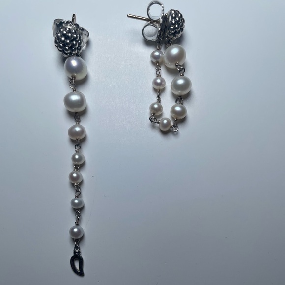 Lagos Silver Luna Pearl Drop Earrings - Picture 2 of 3